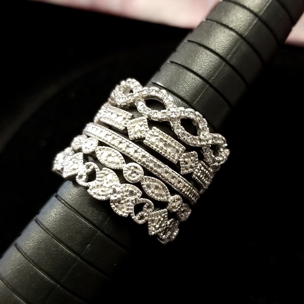 5 Sterling silver 925 infinity bands rings - Picture 1 of 6